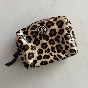 Tory Burch Leopard Print Makeup Bag - Black and Cream
